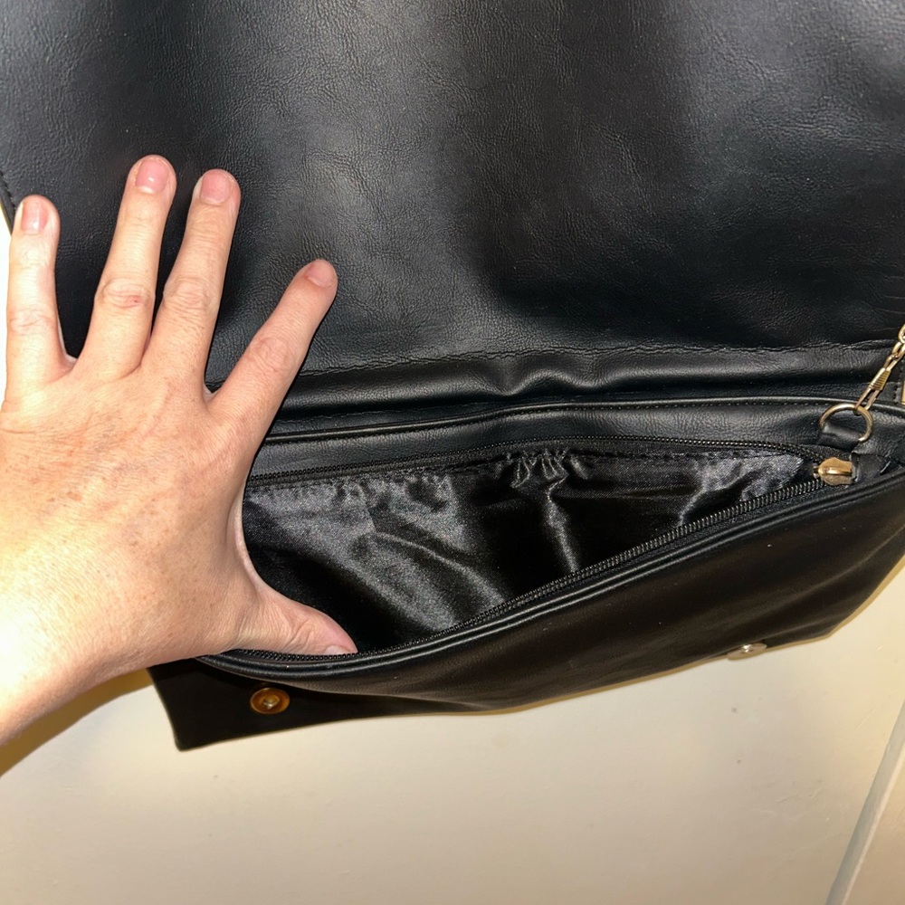 Studded Black Purse With Gold Chain - Picture 3 of 6